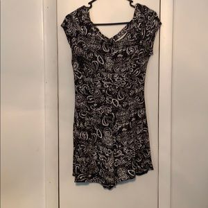 Black and white patterned romper